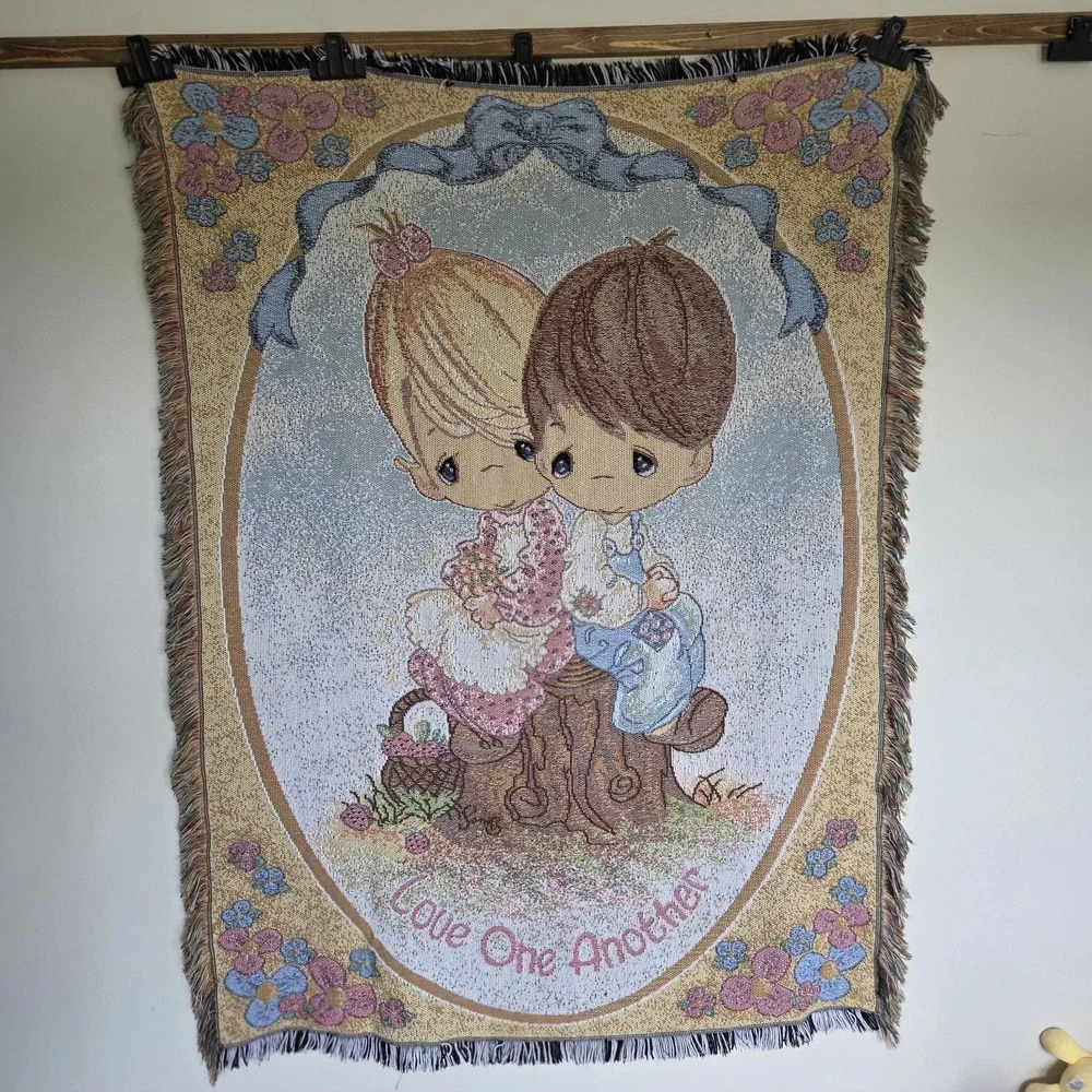 VINTAGE 1999 Precious Moments Tapestry Blanket 